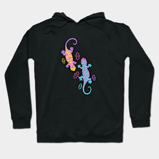 Hippie Colorful Lizards and Reptiles Hoodie